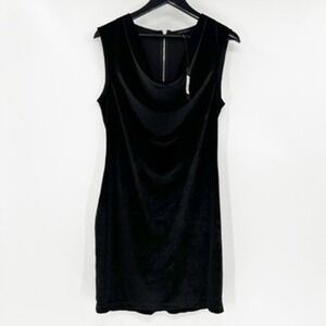 bobi BLACK Women's Black Velvet Sleeveless Sheath Dress Zipper Back Size M